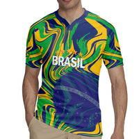 Brazil Football Custom Rugby Jersey 2026 Vamos Brasil Marble Pattern - Wonder Print Shop