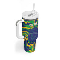 Brazil Football Custom Tumbler With Handle 2026 Vamos Brasil Marble Pattern - Wonder Print Shop