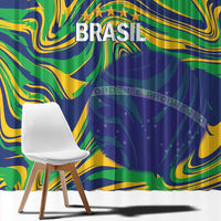 Brazil Football Window Curtain 2026 Vamos Brasil Marble Pattern - Wonder Print Shop