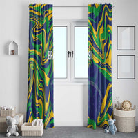 Brazil Football Window Curtain 2026 Vamos Brasil Marble Pattern - Wonder Print Shop