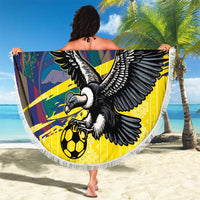 Ecuador Football Custom Beach Blanket 2026 Vamos La Tri Yellow South America Pattern - Wonder Print Shop