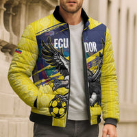 Ecuador Football Custom Bomber Puffer Jacket 2026 Vamos La Tri Yellow South America Pattern - Wonder Print Shop