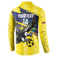 Ecuador Football Custom Button Sweatshirt 2026 Vamos La Tri Yellow South America Pattern - Wonder Print Shop