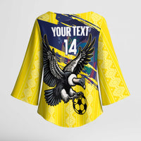 Ecuador Football Custom Kimono Sleeve Blouse 2026 Vamos La Tri Yellow South America Pattern - Wonder Print Shop