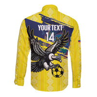 Ecuador Football Custom Long Sleeve Button Shirt 2026 Vamos La Tri Yellow South America Pattern - Wonder Print Shop