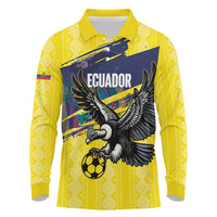 Ecuador Football Custom Long Sleeve Polo Shirt 2026 Vamos La Tri Yellow South America Pattern - Wonder Print Shop