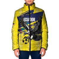 Ecuador Football Custom Padded Jacket 2026 Vamos La Tri Yellow South America Pattern - Wonder Print Shop