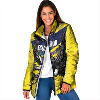 Ecuador Football Custom Padded Jacket 2026 Vamos La Tri Yellow South America Pattern - Wonder Print Shop