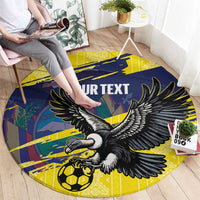 Ecuador Football Custom Round Carpet 2026 Vamos La Tri Yellow South America Pattern - Wonder Print Shop