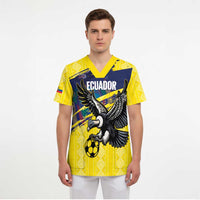 Ecuador Football Custom Scrub Top 2026 Vamos La Tri Yellow South America Pattern - Wonder Print Shop