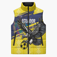 Ecuador Football Custom Sleeveless Puffer Jacket 2026 Vamos La Tri Yellow South America Pattern - Wonder Print Shop