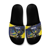 Ecuador Football Custom Slide Sandals 2026 Vamos La Tri Yellow South America Pattern - Wonder Print Shop