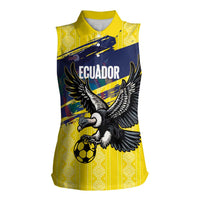Ecuador Football Custom Women Sleeveless Polo Shirt 2026 Vamos La Tri Yellow South America Pattern - Wonder Print Shop