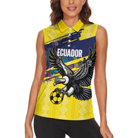 Ecuador Football Custom Women Sleeveless Polo Shirt 2026 Vamos La Tri Yellow South America Pattern - Wonder Print Shop