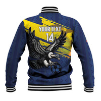Ecuador Football Custom Baseball Jacket 2026 Vamos La Tri Blue South America Pattern - Wonder Print Shop