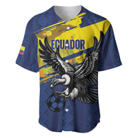 Ecuador Football Custom Baseball Jersey 2026 Vamos La Tri Blue South America Pattern - Wonder Print Shop