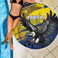 Ecuador Football Custom Beach Blanket 2026 Vamos La Tri Blue South America Pattern - Wonder Print Shop