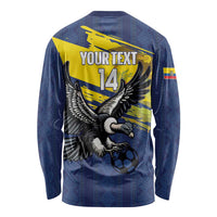 Ecuador Football Custom Long Sleeve Shirt 2026 Vamos La Tri Blue South America Pattern - Wonder Print Shop