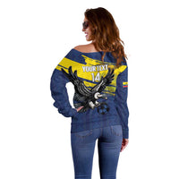 Ecuador Football Custom Off Shoulder Sweater 2026 Vamos La Tri Blue South America Pattern - Wonder Print Shop