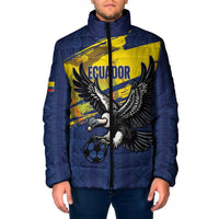 Ecuador Football Custom Padded Jacket 2026 Vamos La Tri Blue South America Pattern - Wonder Print Shop