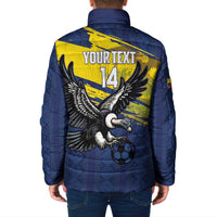 Ecuador Football Custom Padded Jacket 2026 Vamos La Tri Blue South America Pattern - Wonder Print Shop