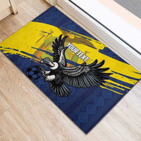 Ecuador Football Custom Rubber Doormat 2026 Vamos La Tri Blue South America Pattern - Wonder Print Shop