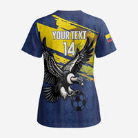 Ecuador Football Custom Scrub Top 2026 Vamos La Tri Blue South America Pattern - Wonder Print Shop