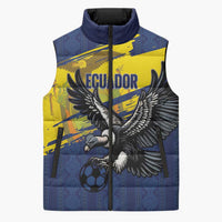 Ecuador Football Custom Sleeveless Puffer Jacket 2026 Vamos La Tri Blue South America Pattern - Wonder Print Shop