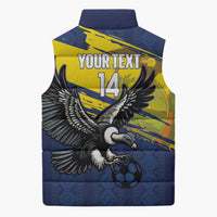 Ecuador Football Custom Sleeveless Puffer Jacket 2026 Vamos La Tri Blue South America Pattern - Wonder Print Shop
