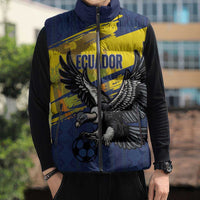 Ecuador Football Custom Sleeveless Puffer Jacket 2026 Vamos La Tri Blue South America Pattern - Wonder Print Shop