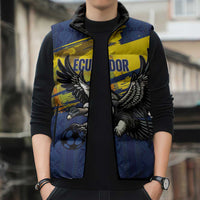 Ecuador Football Custom Sleeveless Puffer Jacket 2026 Vamos La Tri Blue South America Pattern - Wonder Print Shop