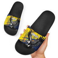 Ecuador Football Custom Slide Sandals 2026 Vamos La Tri Blue South America Pattern - Wonder Print Shop