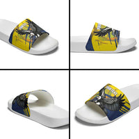 Ecuador Football Custom Slide Sandals 2026 Vamos La Tri Blue South America Pattern - Wonder Print Shop