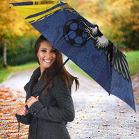 Ecuador Football Custom Umbrella 2026 Vamos La Tri Blue South America Pattern - Wonder Print Shop