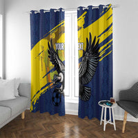 Ecuador Football Custom Window Curtain 2026 Vamos La Tri Blue South America Pattern - Wonder Print Shop