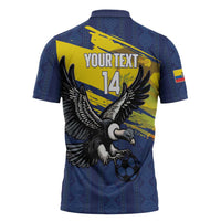 Ecuador Football Custom Zipper Polo Shirt 2026 Vamos La Tri Blue South America Pattern - Wonder Print Shop