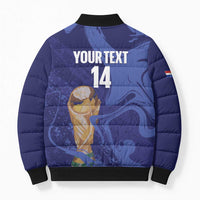 Paraguay Football Custom Bomber Puffer Jacket 2026 La Albirroja Marble Pattern - Wonder Print Shop