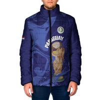 Paraguay Football Custom Padded Jacket 2026 La Albirroja Marble Pattern - Wonder Print Shop