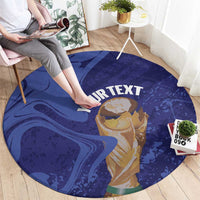 Paraguay Football Custom Round Carpet 2026 La Albirroja Marble Pattern - Wonder Print Shop