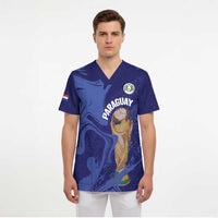 Paraguay Football Custom Scrub Top 2026 La Albirroja Marble Pattern - Wonder Print Shop