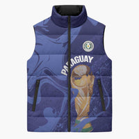 Paraguay Football Custom Sleeveless Puffer Jacket 2026 La Albirroja Marble Pattern - Wonder Print Shop