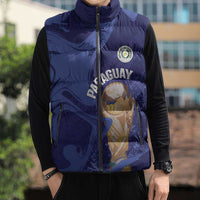 Paraguay Football Custom Sleeveless Puffer Jacket 2026 La Albirroja Marble Pattern - Wonder Print Shop