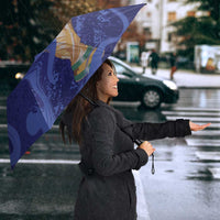 Paraguay Football Custom Umbrella 2026 La Albirroja Marble Pattern - Wonder Print Shop