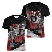 Little Insurrectionist Warsaw Uprising Poland Women V-Neck T-Shirt Honoring 1944 Child Soldiers