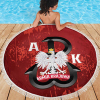 Home Army Poland Beach Blanket Armia Krajowa Kotwica Grunge Style