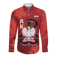 Home Army Poland Long Sleeve Button Shirt Armia Krajowa Kotwica Grunge Style