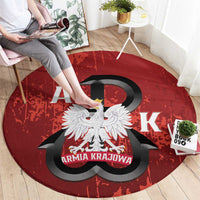 Home Army Poland Round Carpet Armia Krajowa Kotwica Grunge Style