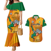 Custom Ivory Coast Football Couples Matching Mermaid Dress and Hawaiian Shirt 2024 Mascot With Champions Trophy - Wonder Print Shop