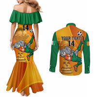 Custom Ivory Coast Football Couples Matching Mermaid Dress and Long Sleeve Button Shirt 2024 Mascot With Champions Trophy