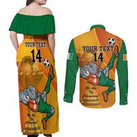 Custom Ivory Coast Football Couples Matching Off Shoulder Maxi Dress and Long Sleeve Button Shirt 2024 Mascot With Champions Trophy - Wonder Print Shop